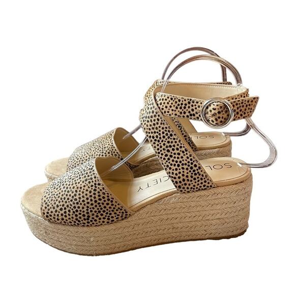 SOLE SOCIETY ADLYNDA 2 WOMENS COW HAIR ANKLE‎ STRAP PLATFORM SANDALS Size 8.5 - Picture 3 of 8